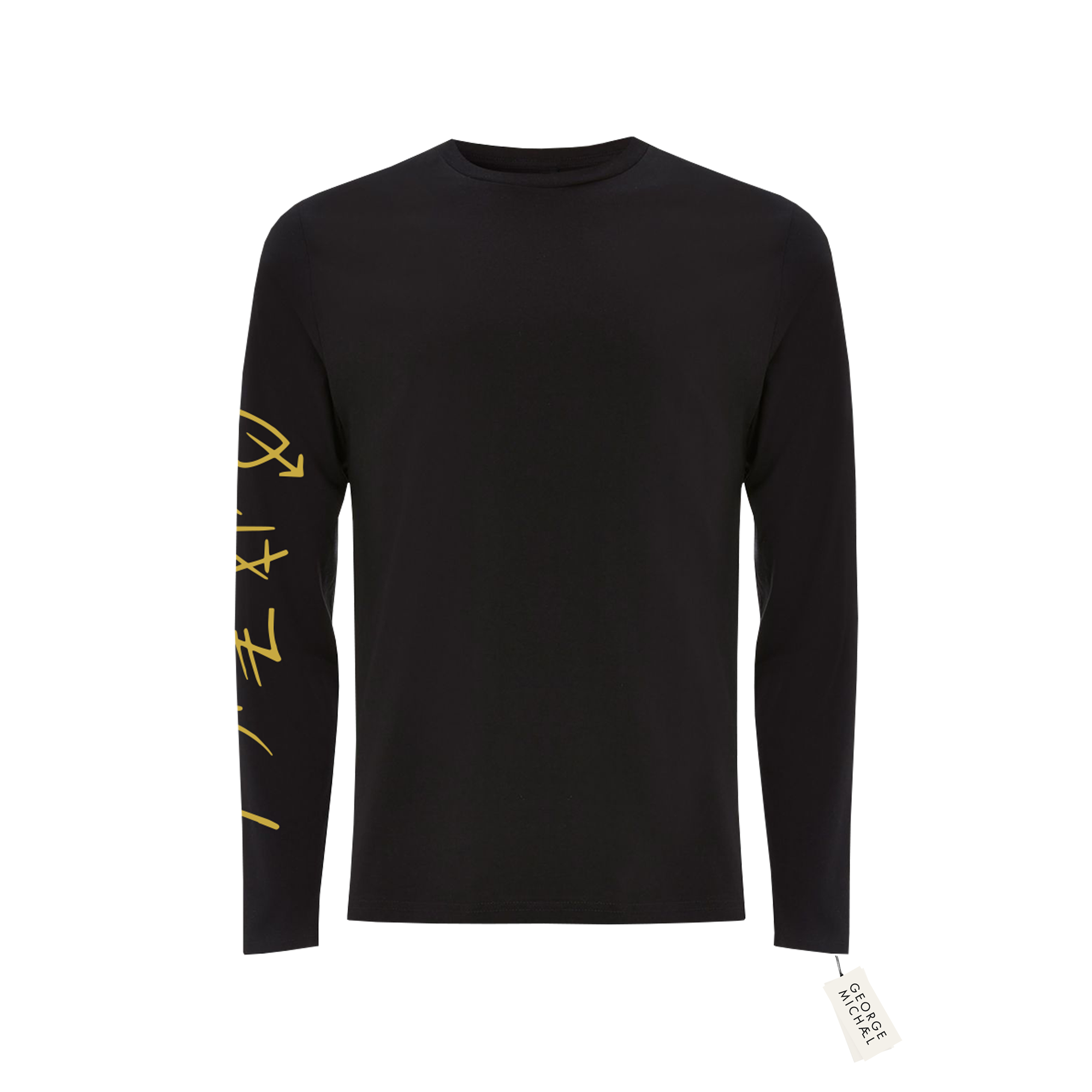 Black Longsleeve Top with Gold Faith symbols on one sleeve