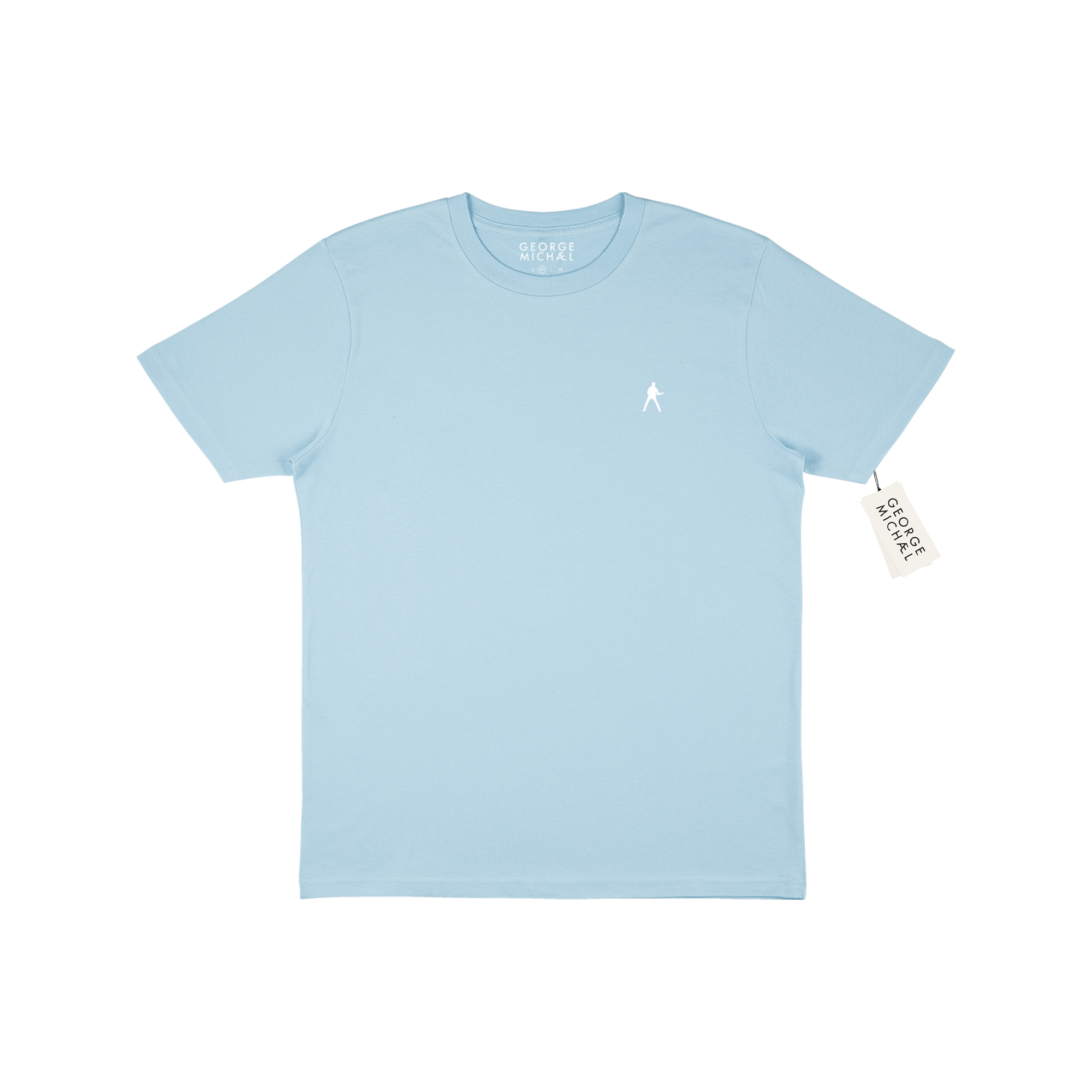 George Michael Icon White Logo Tee in Light Blue